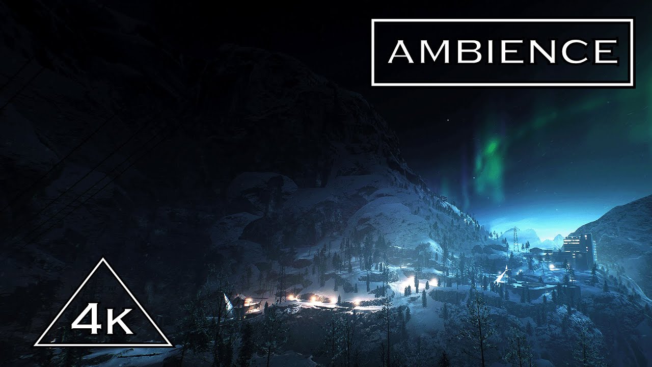 Northern Lights Over Snowy Mountain Facility - Game ambience 4 work, sleep&study - Battlefield V