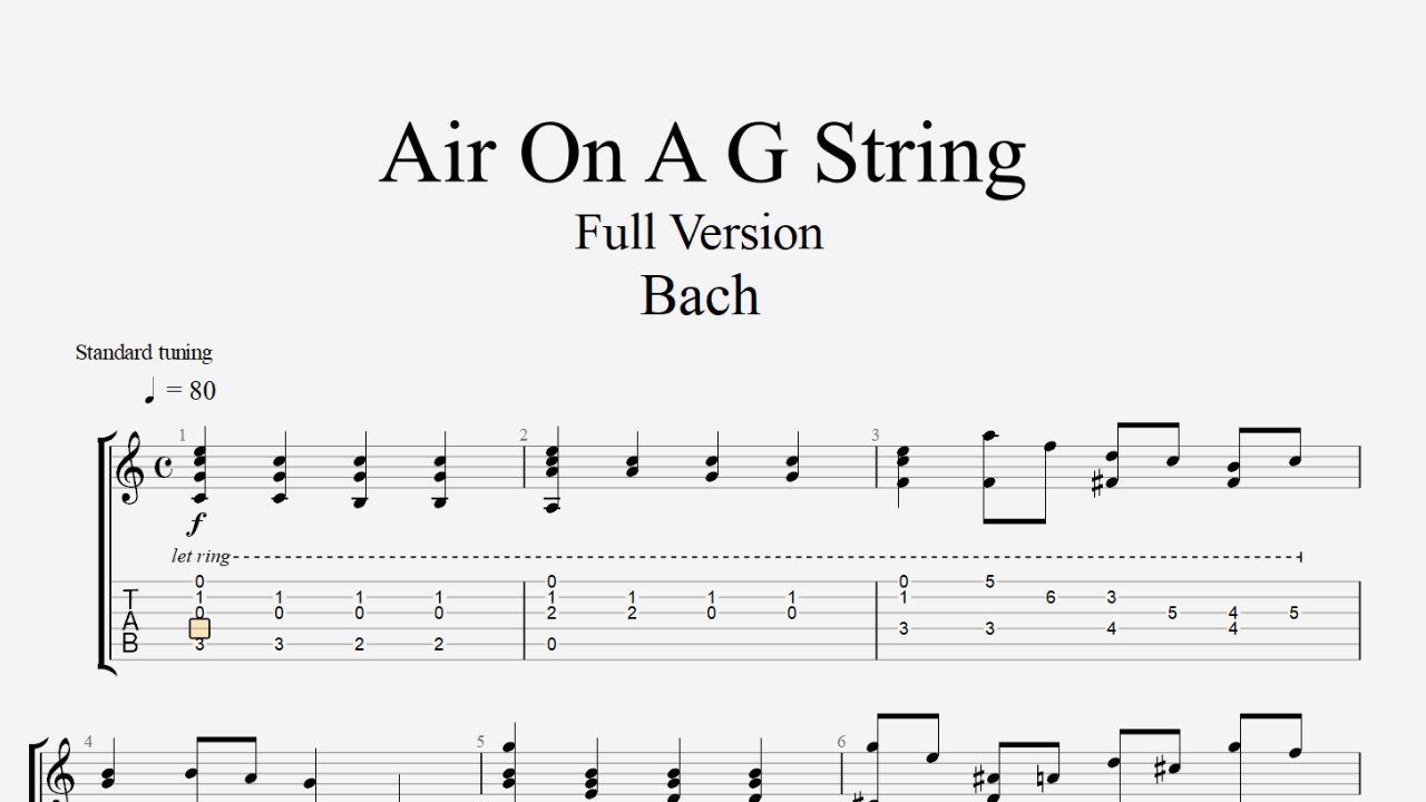 Air on the G String Classical Guitar Tab | Fingerstyle Playthrough