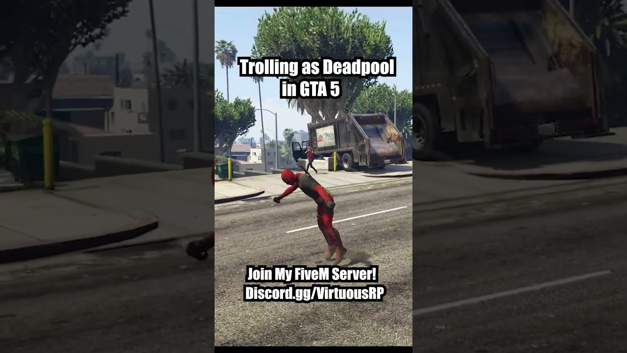 Trolling as Deadpool in GTA 5! Join my FiveM Server VirtuousRP! #gta5rp