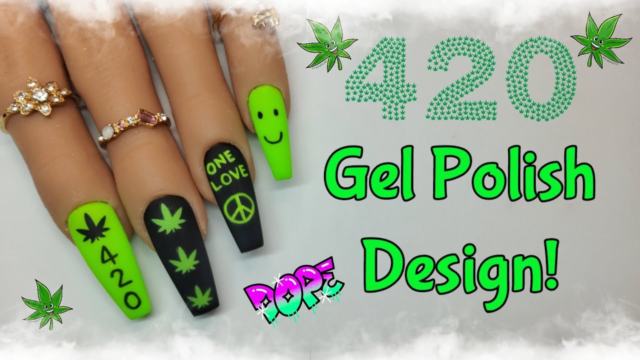 420 CANNABIS NAIL ART! | EASY GEL POLISH DESIGN WITH STICKER'S