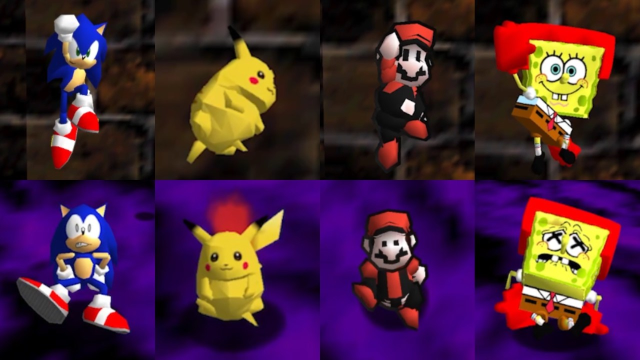 90 Characters Falling in Poison Lava New Death Animations in Super Mario