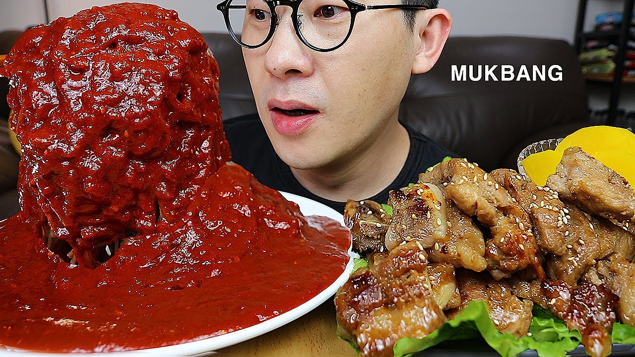 ASMR MUKBANGㅣSpicy Cold Noodles &  Pork RibsㅣEATING SHOW