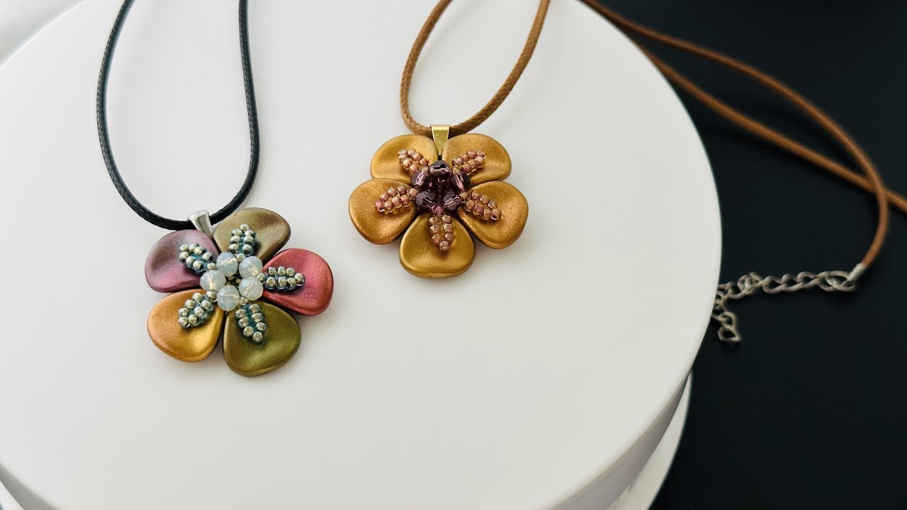 Rose Petal beaded pendant/ earrings || Potomac Treasure edition August Tutorial