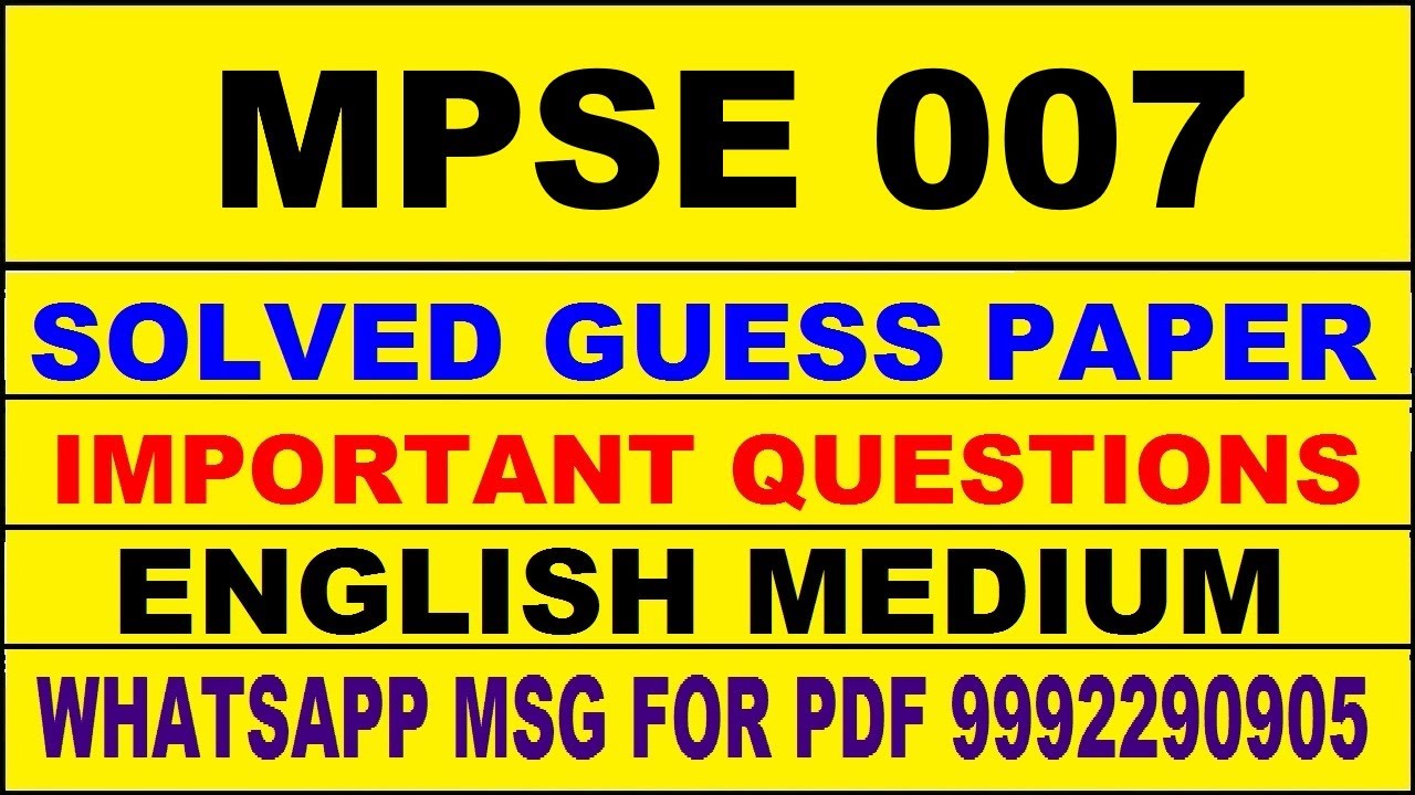 mpse 007 guess paper in english | mpse 007 important questions | mpse 007 study material