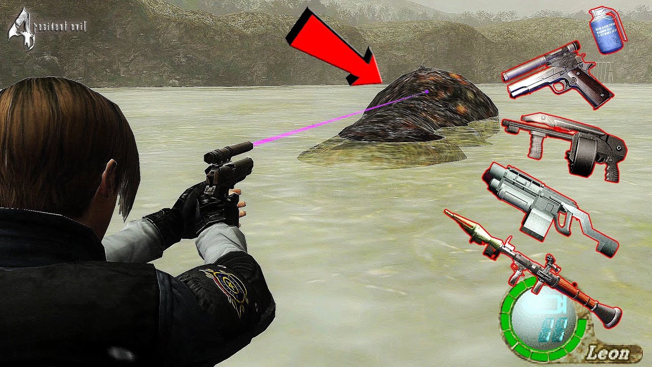 Can I use Weapons in Del-Lago boss fight in Resident Evil 4.