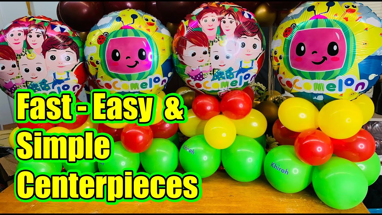 How to Make a Fast Easy and Simple Cocomelon Balloon Centerpiece In 10 Minutes DIY Party Decor Ideas