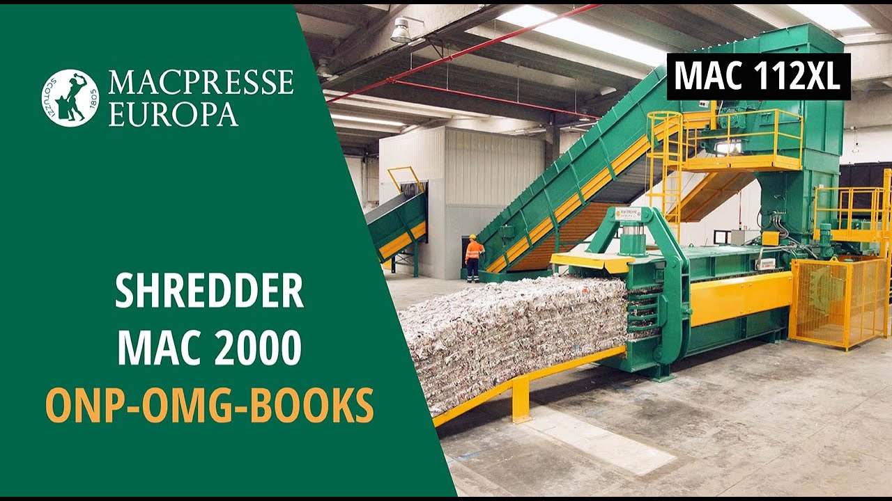 Recycling  shredder baler MAC 112 XL baling waste paper & MAC 2000