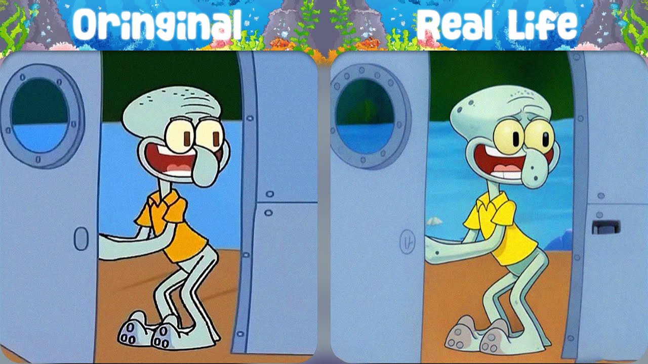 Squidward Door Dance 😂 | SpongeBob Original vs Real life | SpongeBob Animation