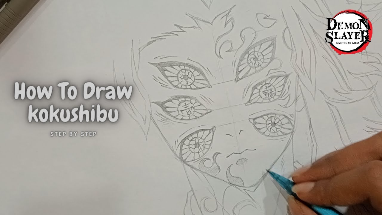 Kokushibu Drawing | EASIEST TUTORIAL | Step by Step - Upper Moon One From Demon Slayer