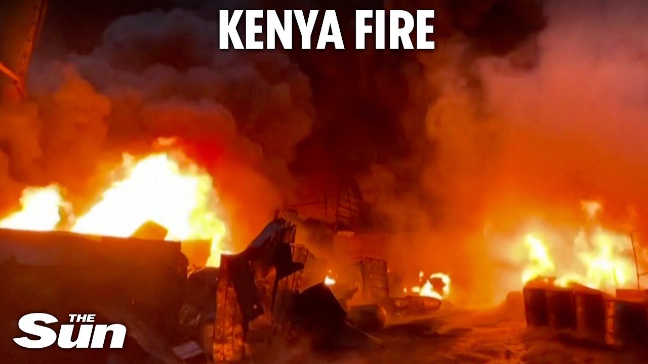 Kenyan firefighters battle MASSIVE fire in capital city