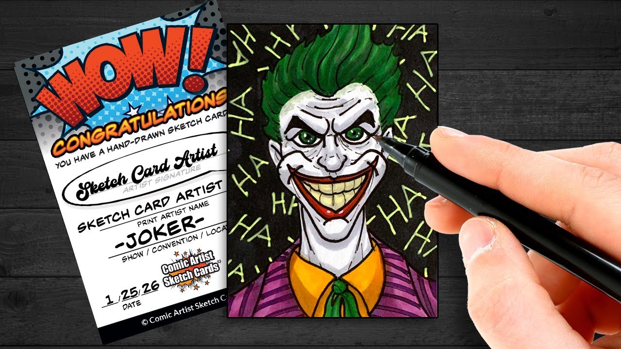 Turning a Blank Card into a Batman's Joker Sketch Card | Timelapse