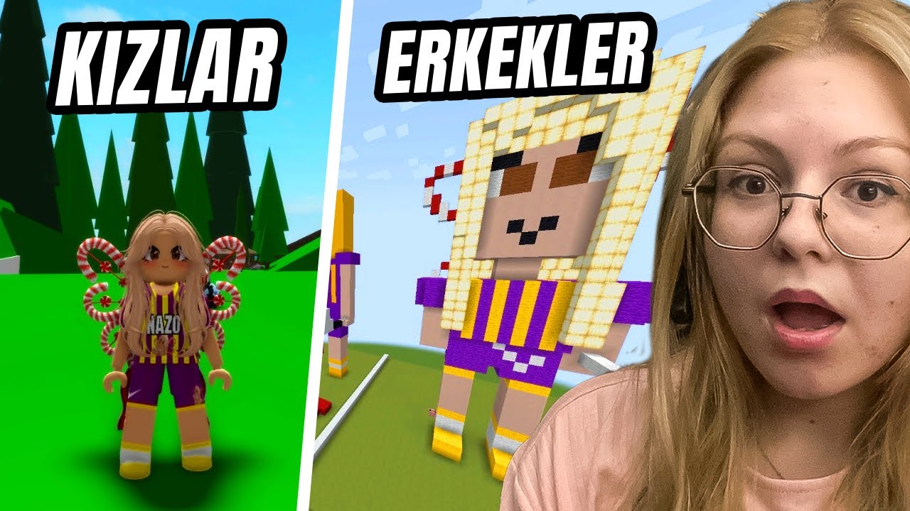 KIZLAR VS ERKEKLER ROBLOX HEYKELİMİ YAPAN KAZANIR MİNECRAFT BROOKHAVEN #minecraft #robloxbrookhaven