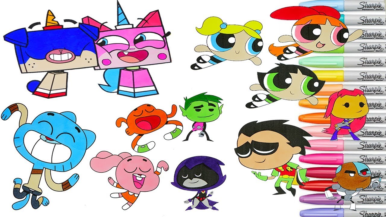 Cartoon Network Coloring Book Pages Teen Titans Go Powerpuff Girls Unikitty Gumball Darwin TTG