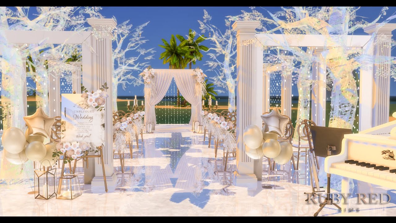 Sims 4 | Beach Wedding Venue | Stop Motion | New CC Set  模擬市民4 海灘婚禮與新物件組