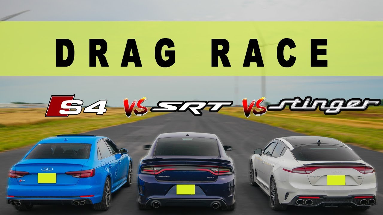 Dodge Charger SRT против Audi S4 против Kia Stinger GT — гонка, которую вы ждали! Гонка Drag and ...