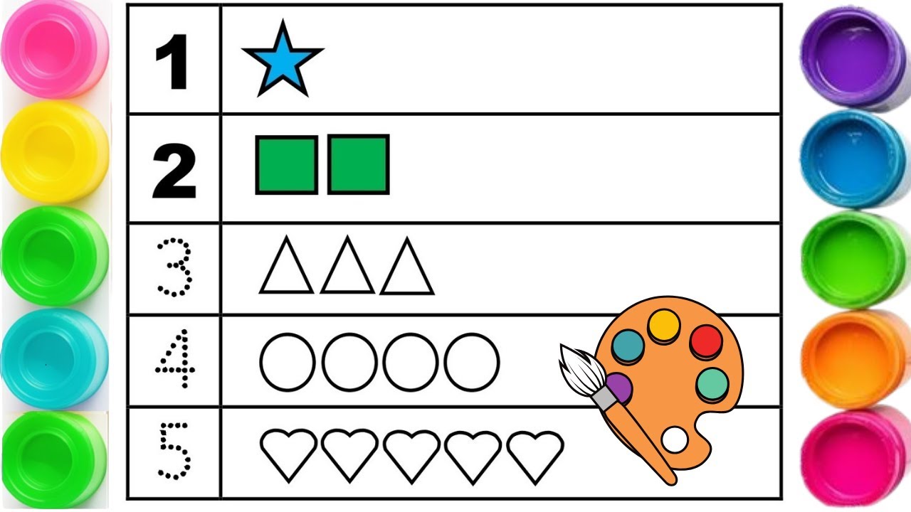 बच्चों के लिए Shapes के साथ गिनती सीखें | 1 से 5 Counting Fun |Abc123 Colorful #learning #education