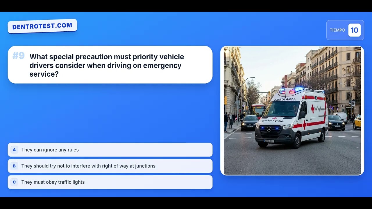 DGT Spain Theory Test in English 🚦 Right of Way & Priority Rules 2026