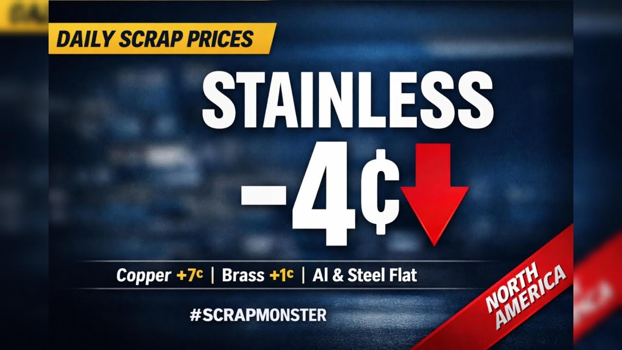 Daily Scrap Metal Prices | Stainless ▼4¢ Copper ▲7¢ Brass ▲1¢ | January 14, 2026 | ScrapMonster