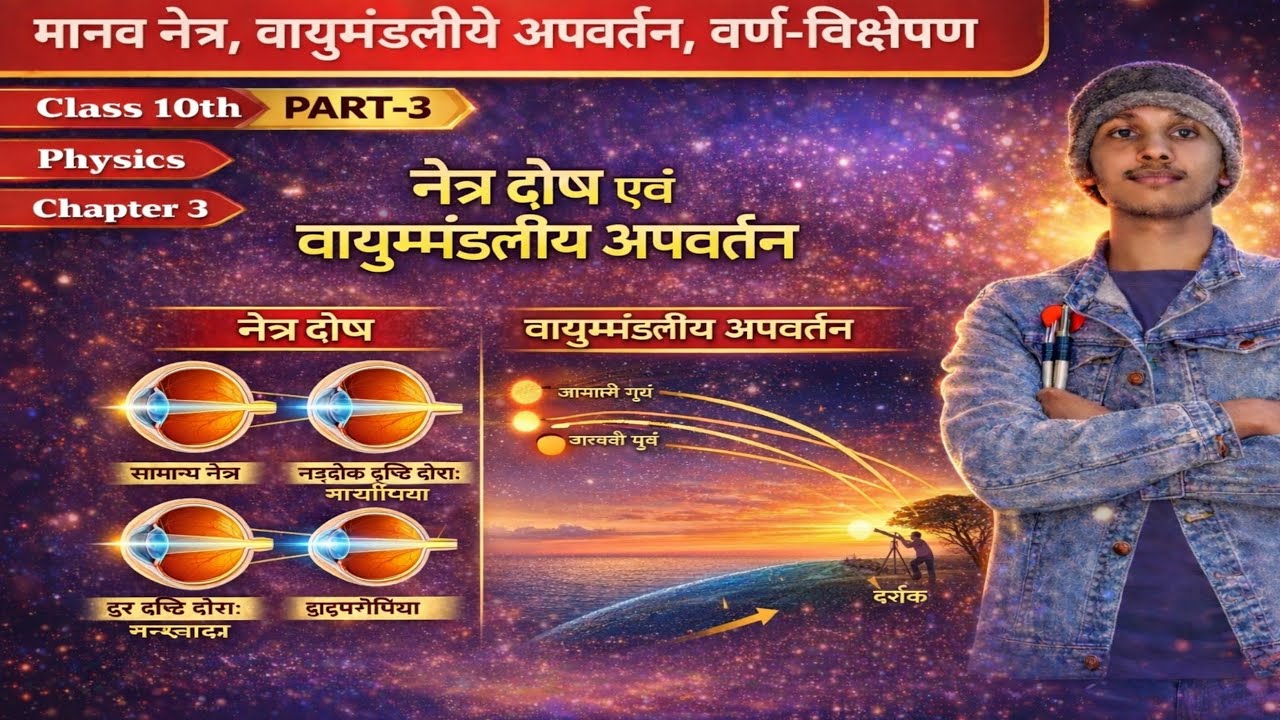 नेत्र दोष क्या है? 👁️ | वायुमंडलीय अपवर्तन क्या है? | Class 10 Physics | Chapter 3 | Part-3