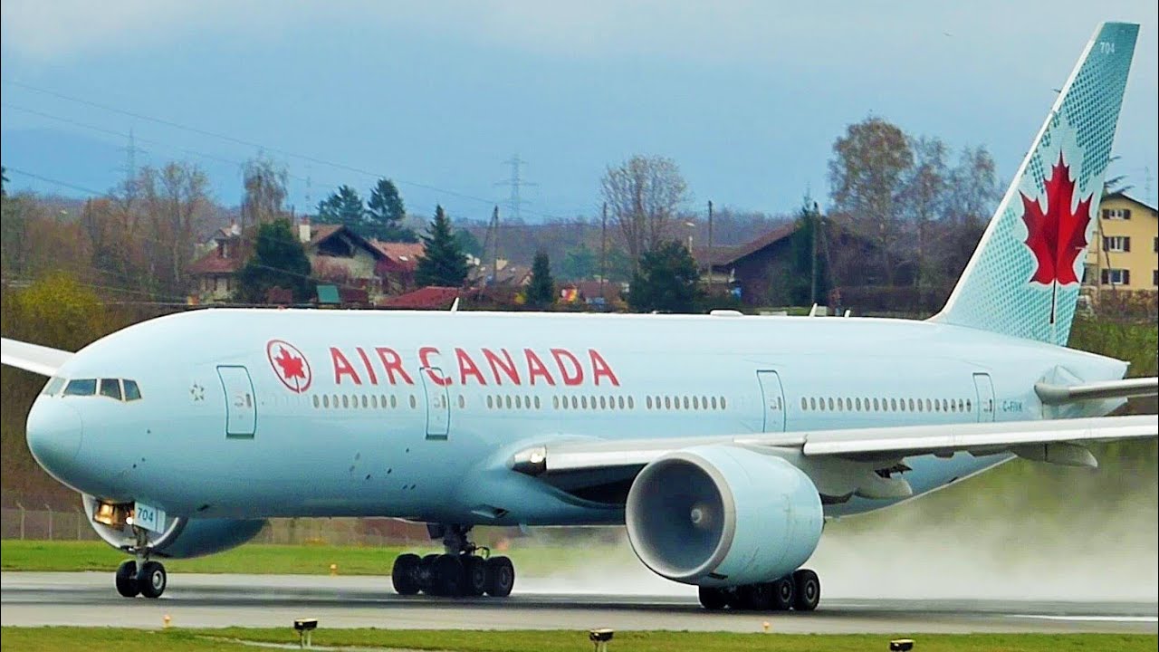 [FullHD] Air Canada Boeing 777-200(LR) landing & takeoff at Geneva/GVA/LSGG
