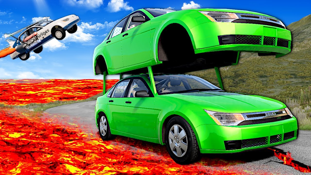 Can I Escape LAVA in WEIRD CARS? (BeamNG)