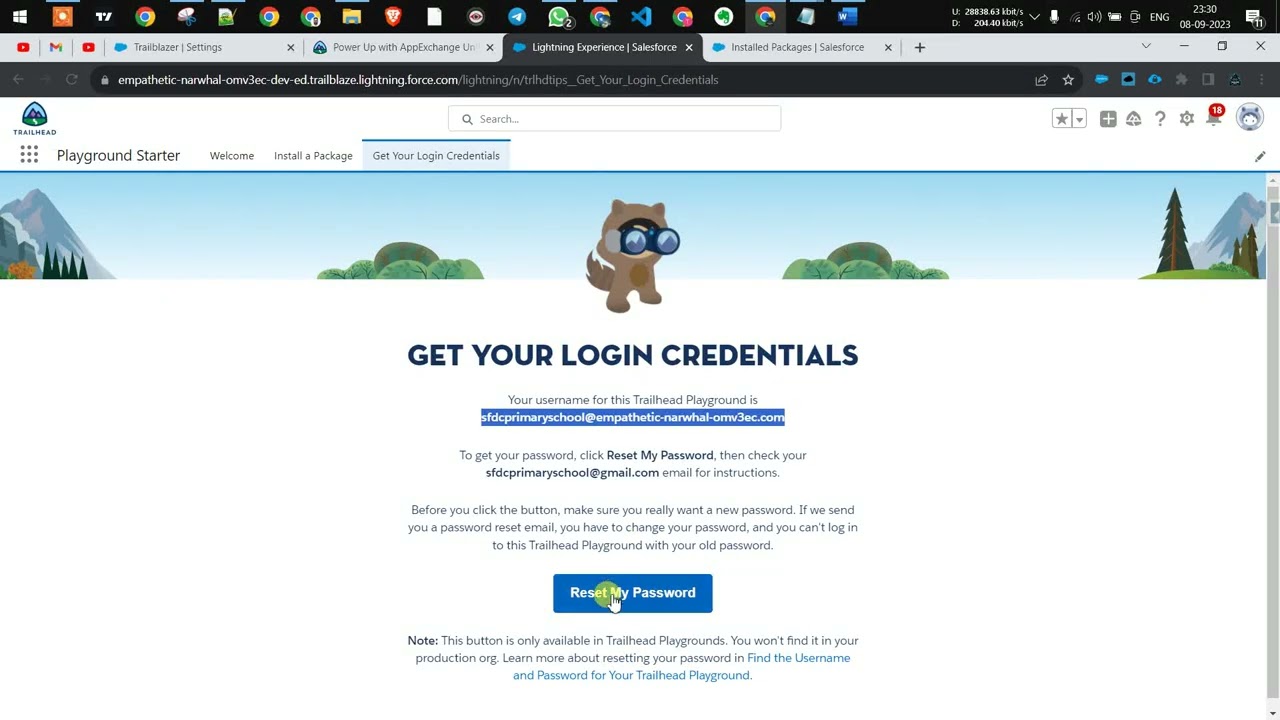 How to get your Trailhead Playground Login credentials
