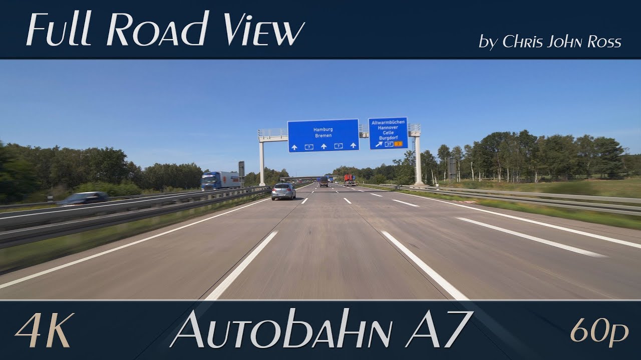 Autobahn (A7), Germany: RP Altwarmbüchener Moor - Kreuz Hannover-Kirchhorst - Großburgwedel - 4K UHD