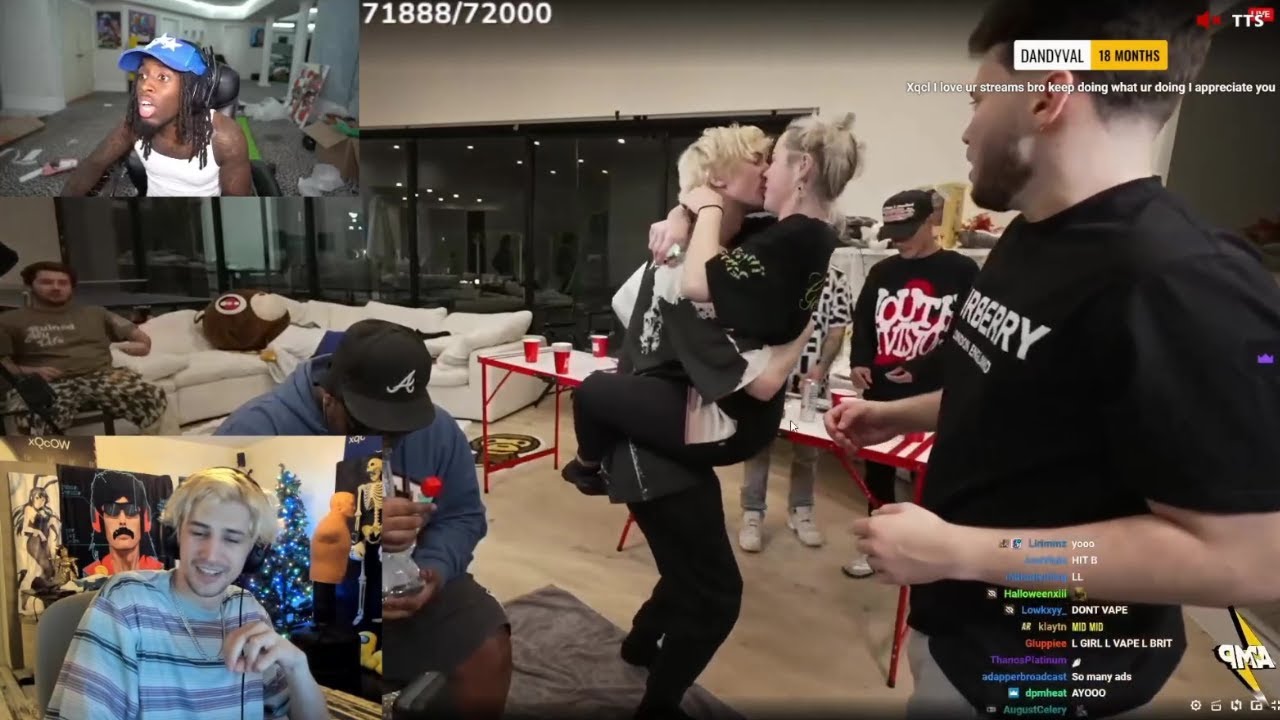 xQc реагирует на то, что Кай наблюдает за его поцелуем