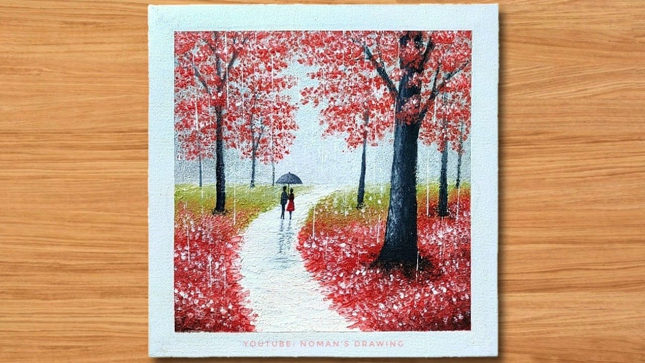 How to paint a couple walking in the rain / Acrylic painting technique