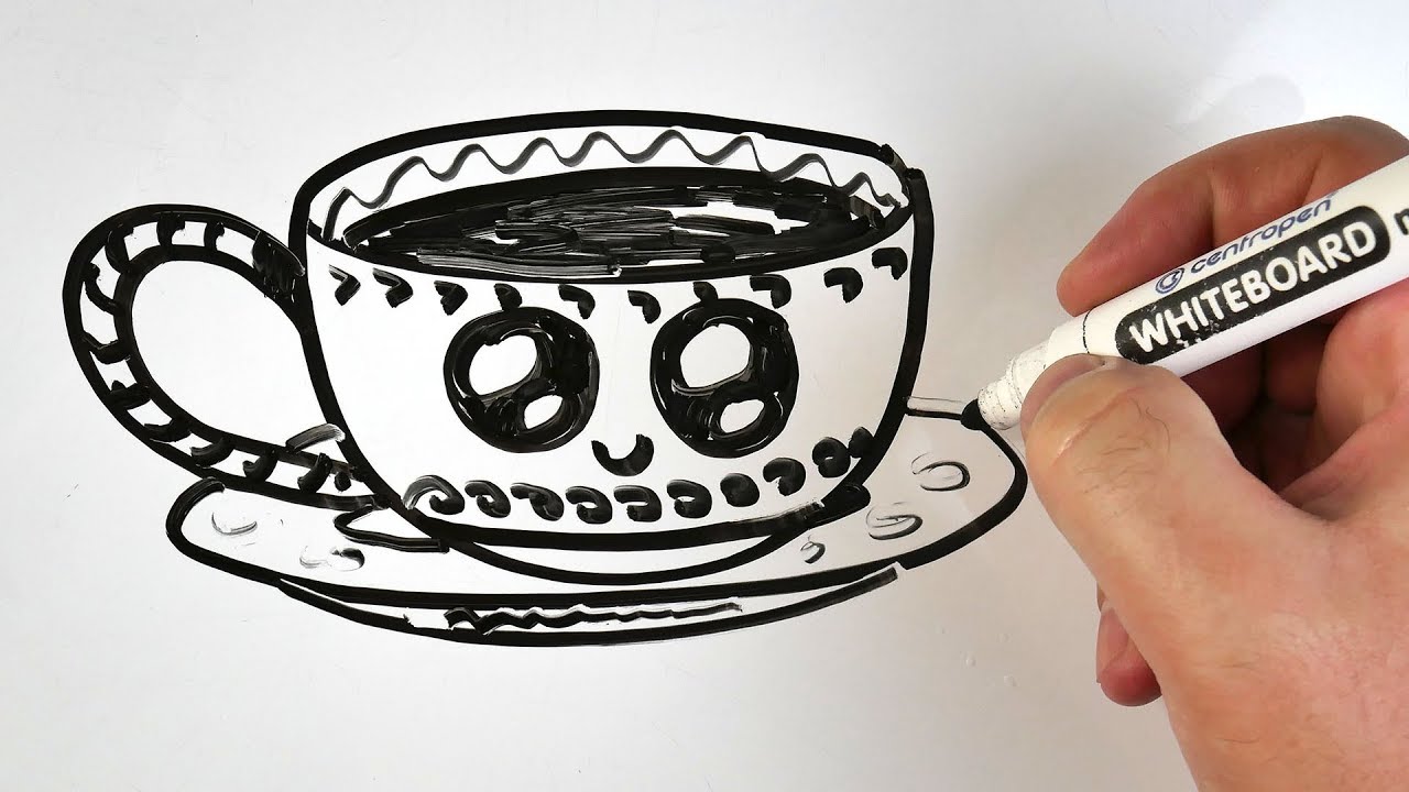 How to Draw Cute Cup Easy  ☕️ Drawing on a Whiteboard