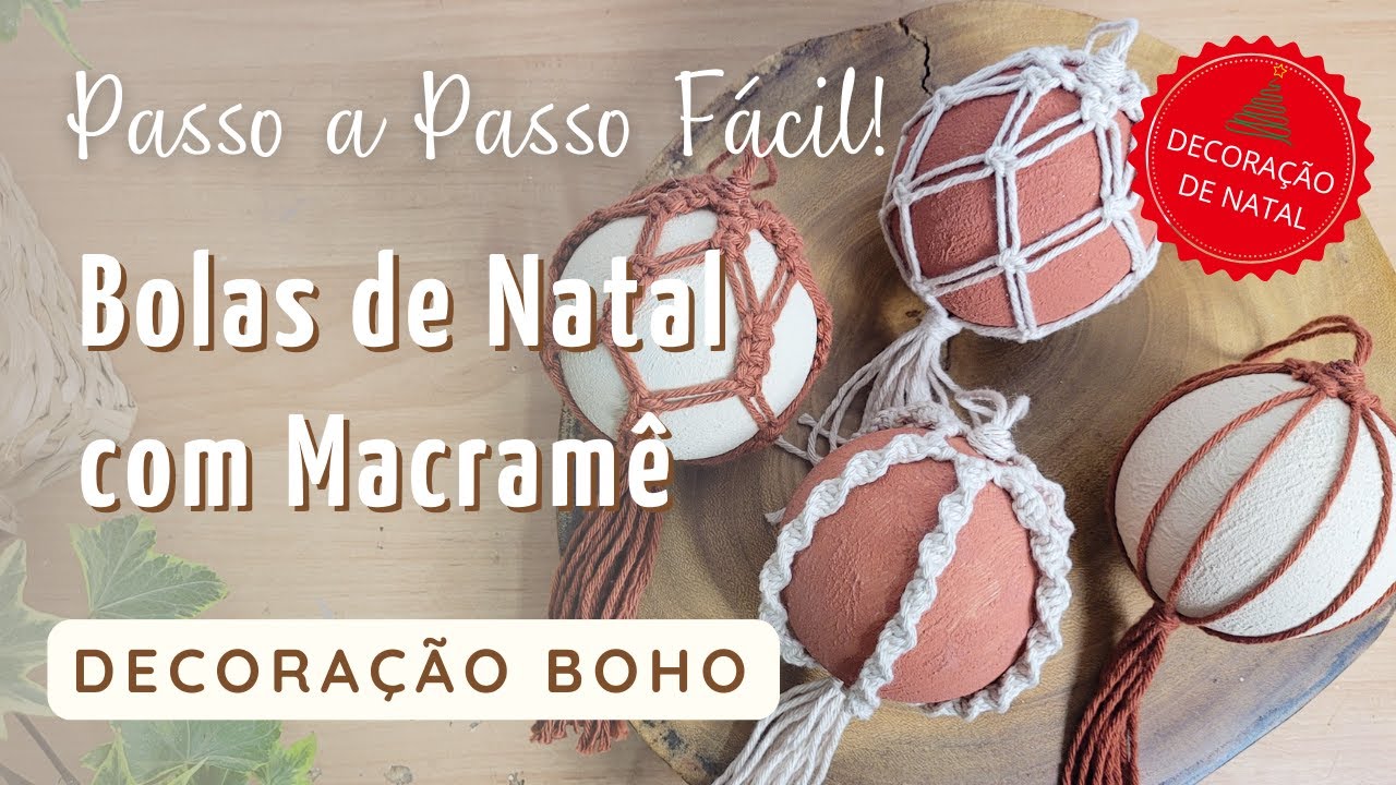 BOLAS DE NATAL com MACRAMÊ - Passo a passo fácil!   Decoração de Natal 2024 #5