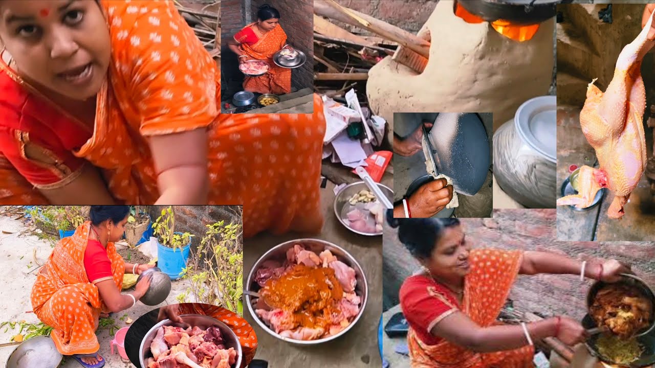 ऐसी कड़कती सर्दियों में देसी चूल्हा पे विलेज style desi मुर्गा बनाई🙅2kg Desi Chicken Recipe👌😱#food 