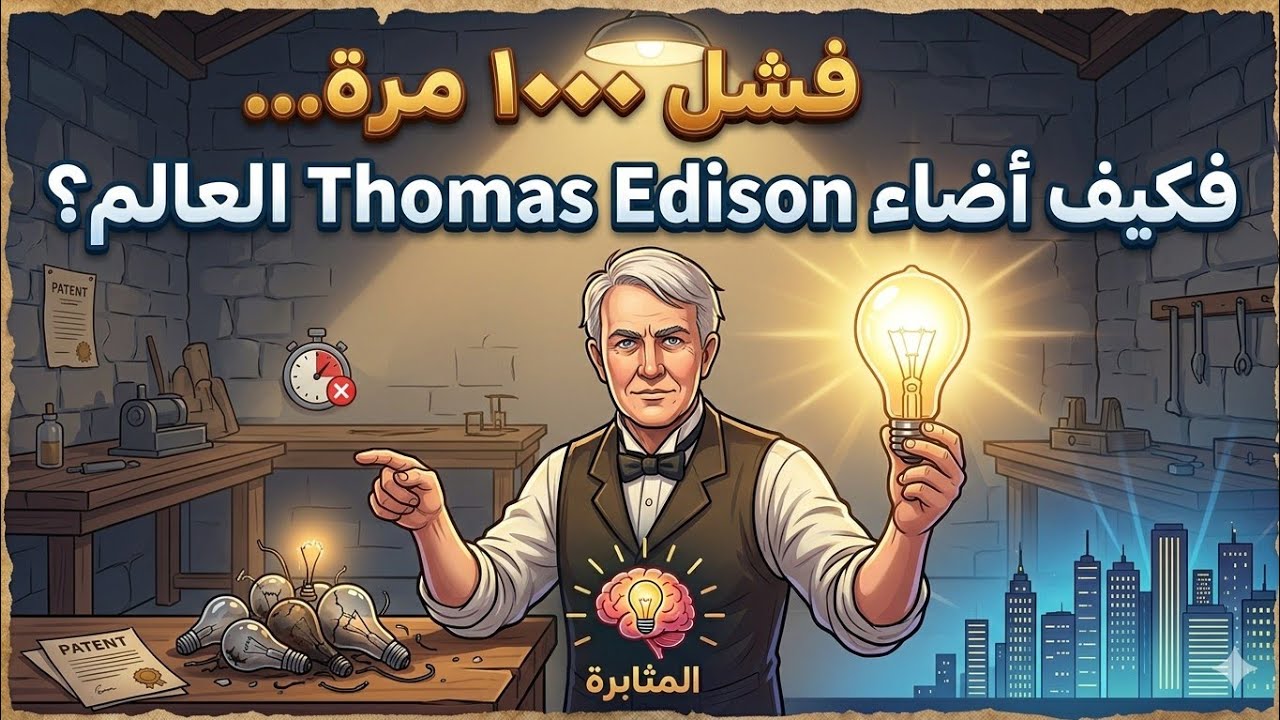 فشل 1000 مرة… فكيف أضاء Thomas Edison العالم، سر النجاح ؟