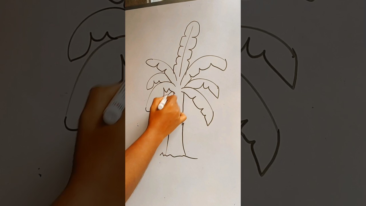 banana tree drawing | tree drawing for beginners 🌳🌲🍌🎨 #shorts #youtubeshorts #drawing