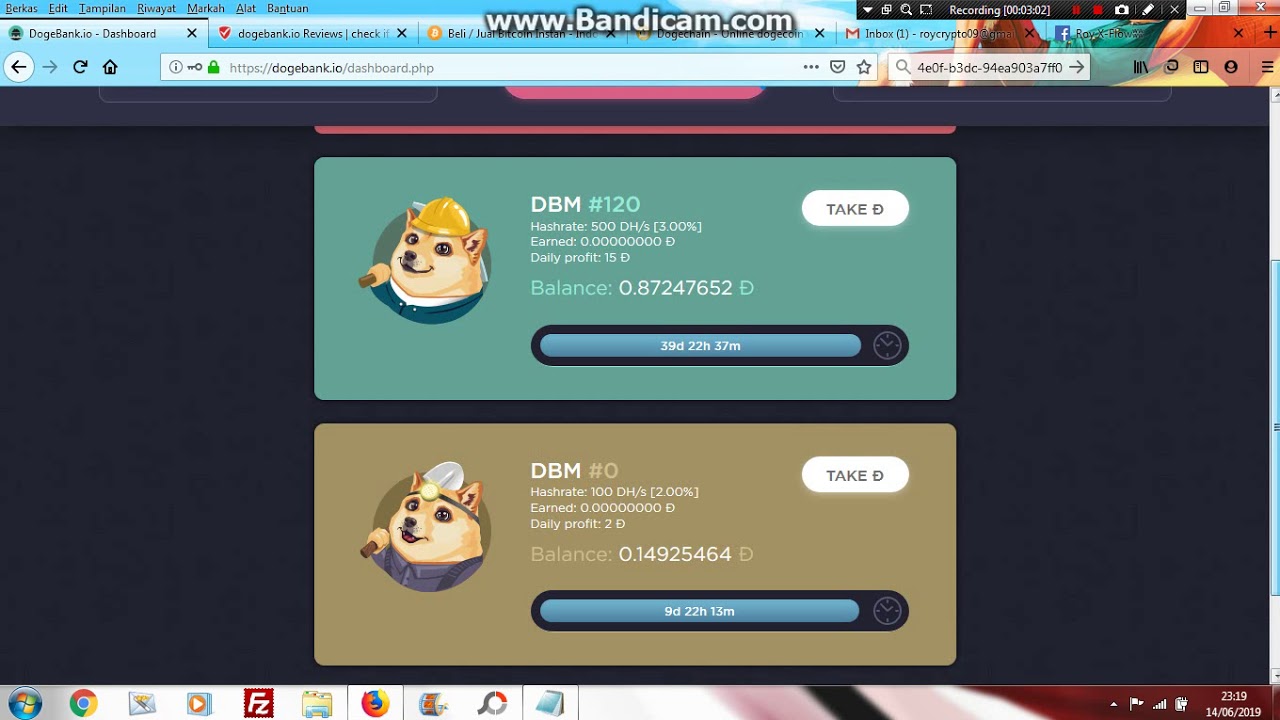 Mining Doge Legit 100% DogeBank Live Withdrawl 15/06/2019