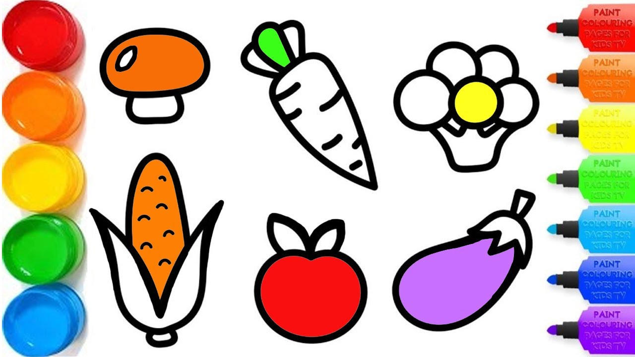 vegetables - coloring and drawing 6 vegetables for Kids - #learnfruitsforkids&#kidtoys 🎨