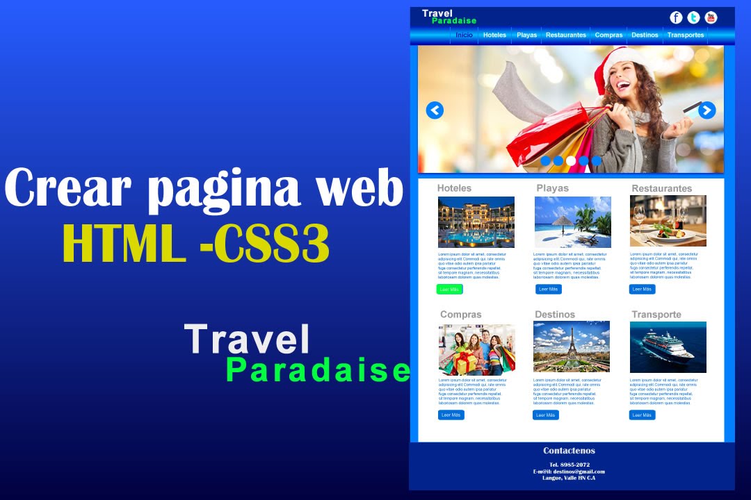 Crear pagina web HTML5 y CS3 (Travel Paradaise)