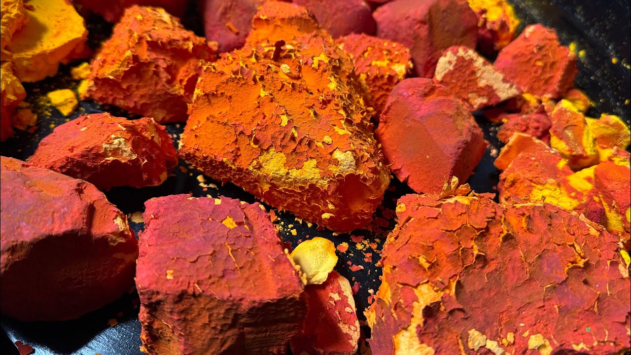Dusty Flakey Crispy Yellow Dyed Chalk Rocks 
