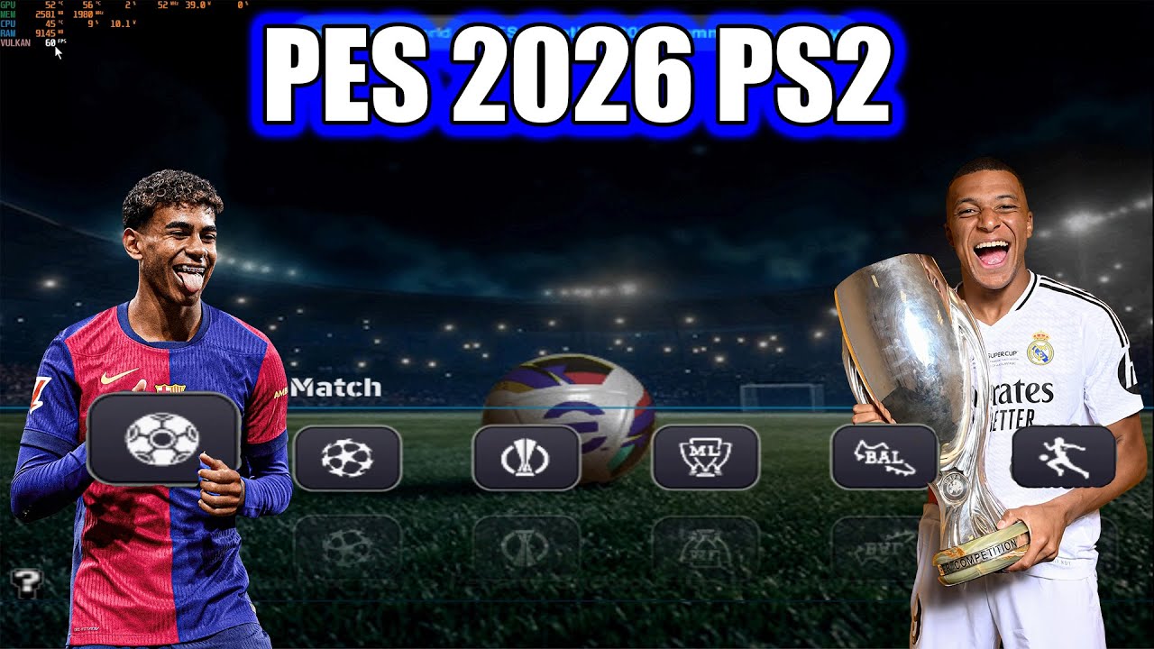 Cara Main eFootball PES 2026 PS2 ISO Full Transfer PRO EVOLUTION SOCCCER 2026, AetherSX2, PCSX2