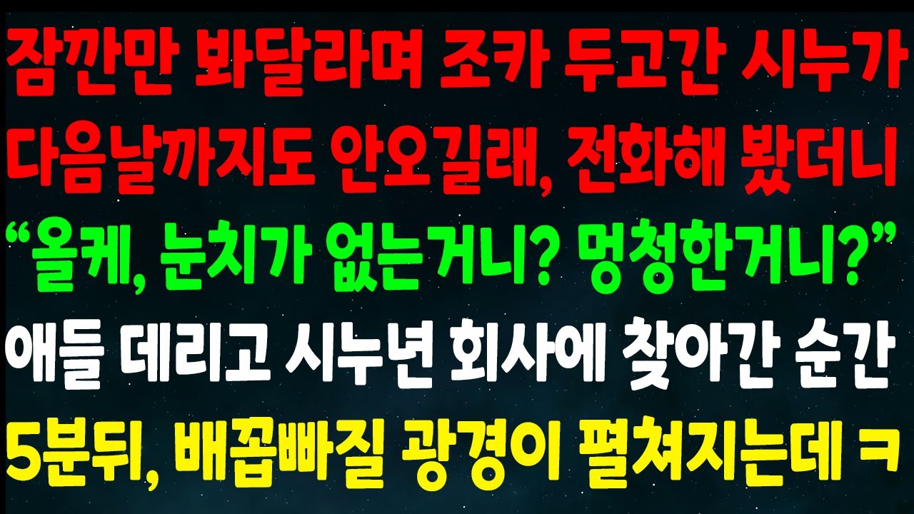 (반전신청사연)잠깐 봐달라며 조카 두고간 시누가 안오길래 전화 해보니 