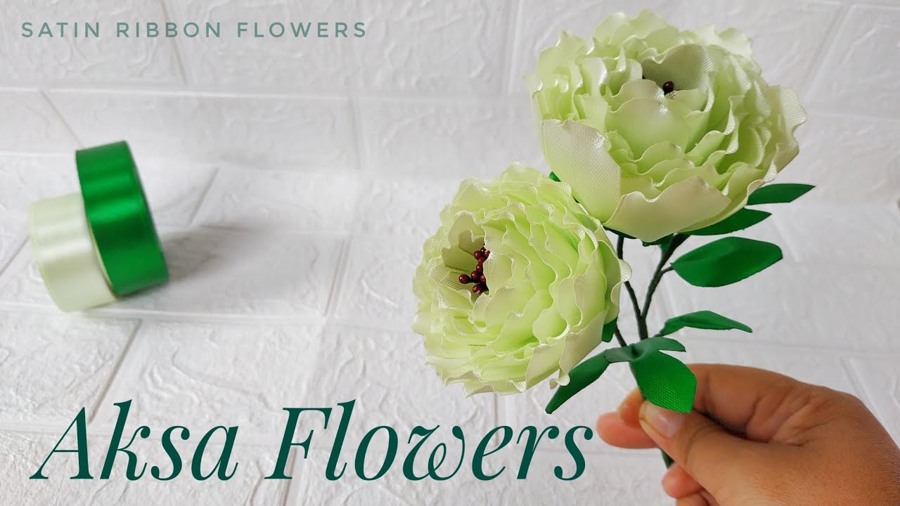 DIY || Cara mudah membuat bunga peony dari pita satin // satin ribbon flowers