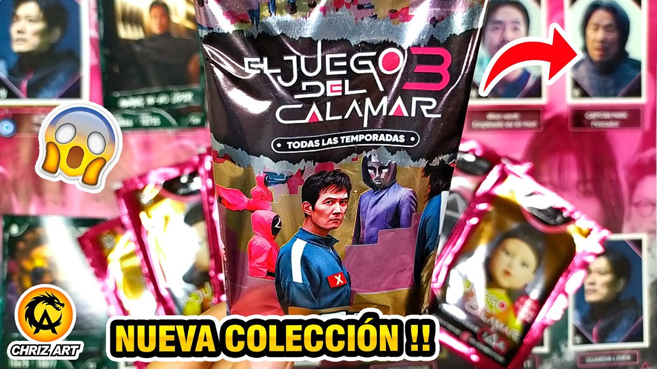 🦑 NUEVOS SOBRES 💀 DEL JUEGO DEL CALAMAR 3 SQUID GAME T3 - UNBOXING 3 REYES  | CHRIZ ART