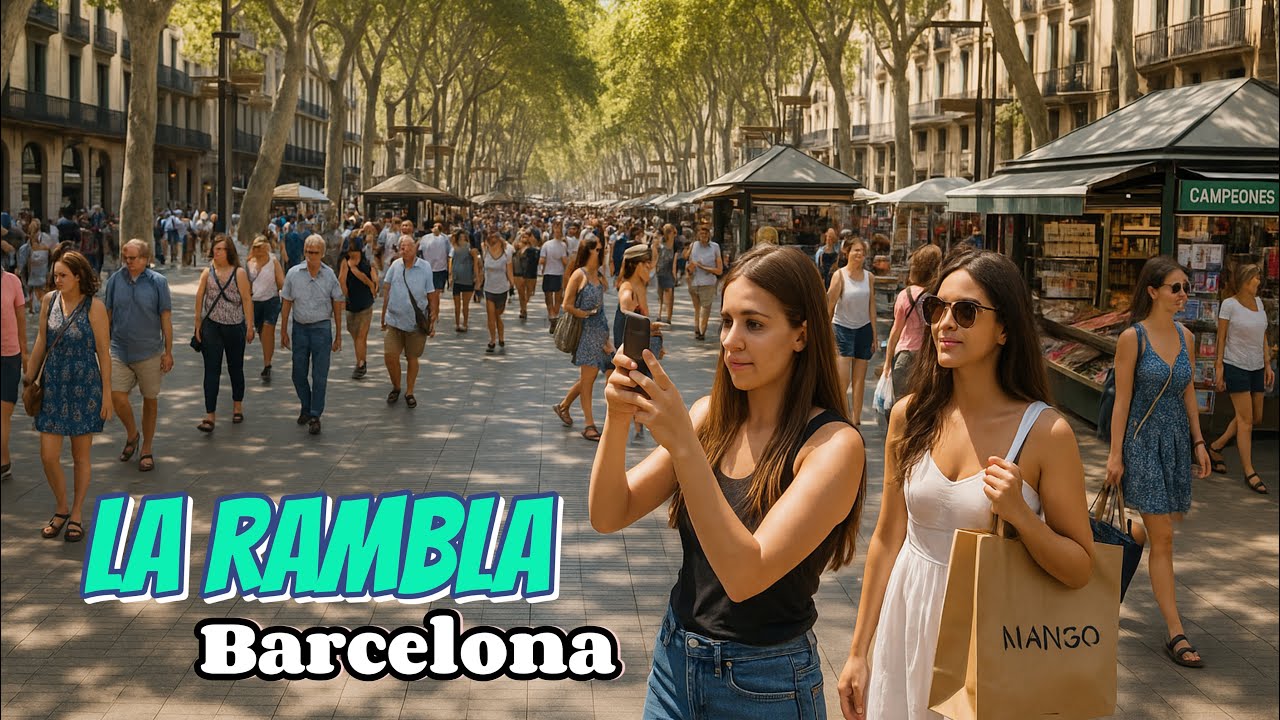 La Rambla | Barcelona Tour | Summer Vibes | Barcelona 4K