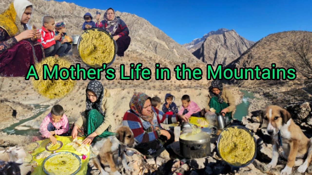 A Woman Alone with Her 4 Children in a Mountain Cave | Cooking Kashk Soup | Real Life