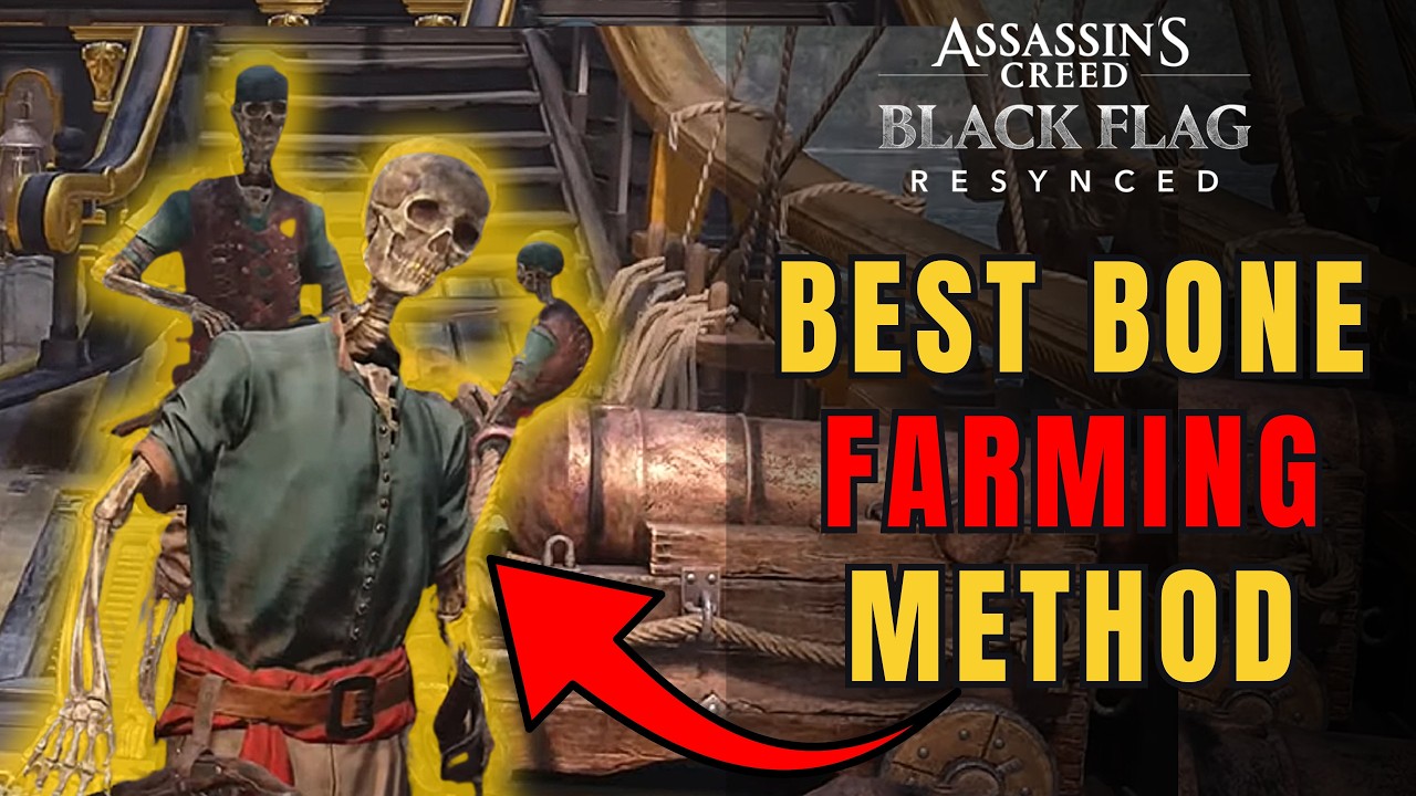 AC Black Flag Resynced - BEST Bone Farming Methods | Legendary Skeleton Crew Outfit