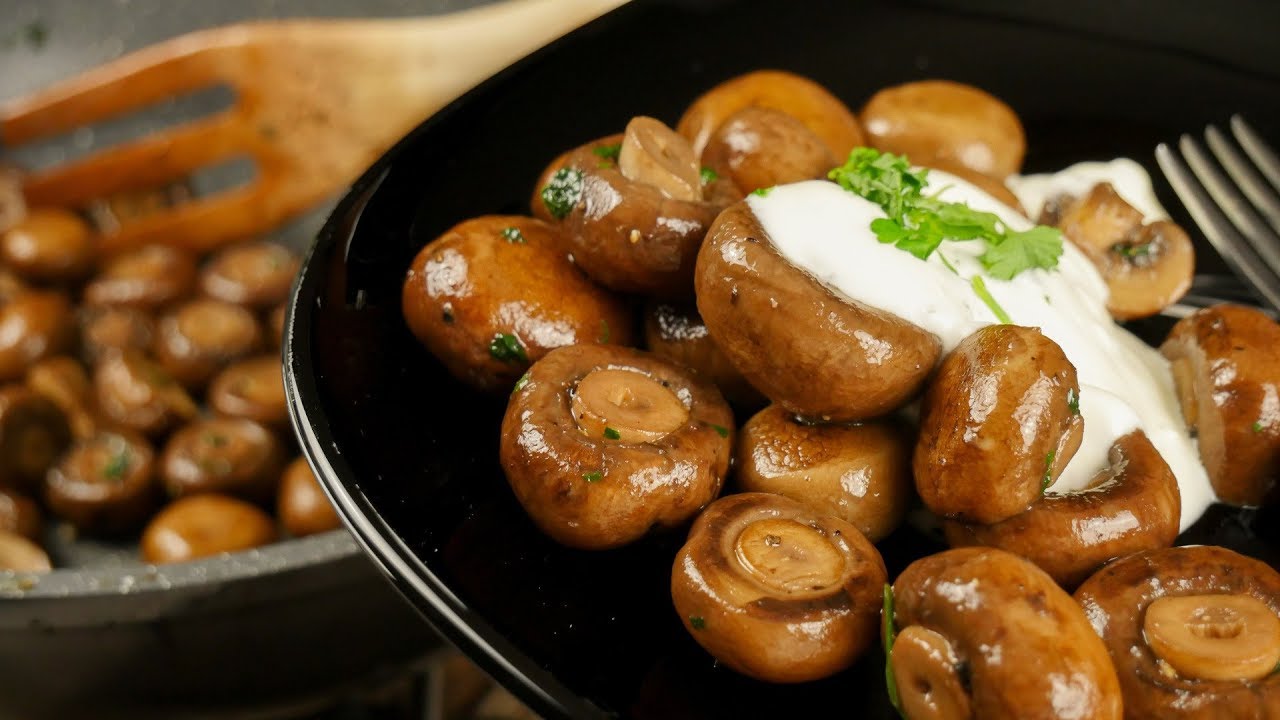 Champignonpfanne mit Knoblauchsoße wie vom Weihnachtsmarkt
