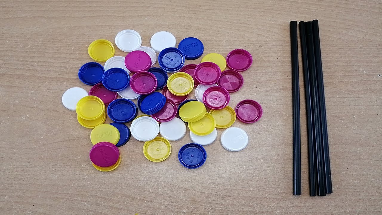 Recycle Bottle Caps - Plastic Bottle caps Flower Vase