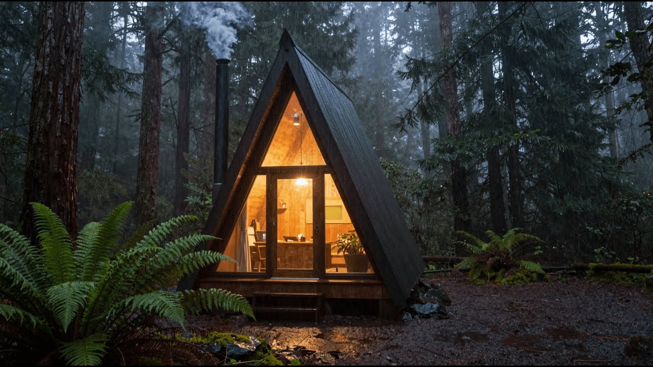 Cozy Cabin ASMR for Sleep | Pacific Northwest Forest (1 Hour)