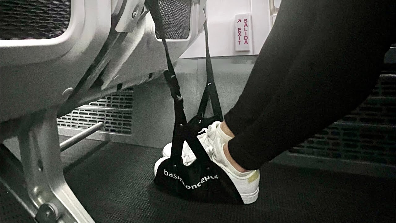 Make flying easier with airplane foot hammock
