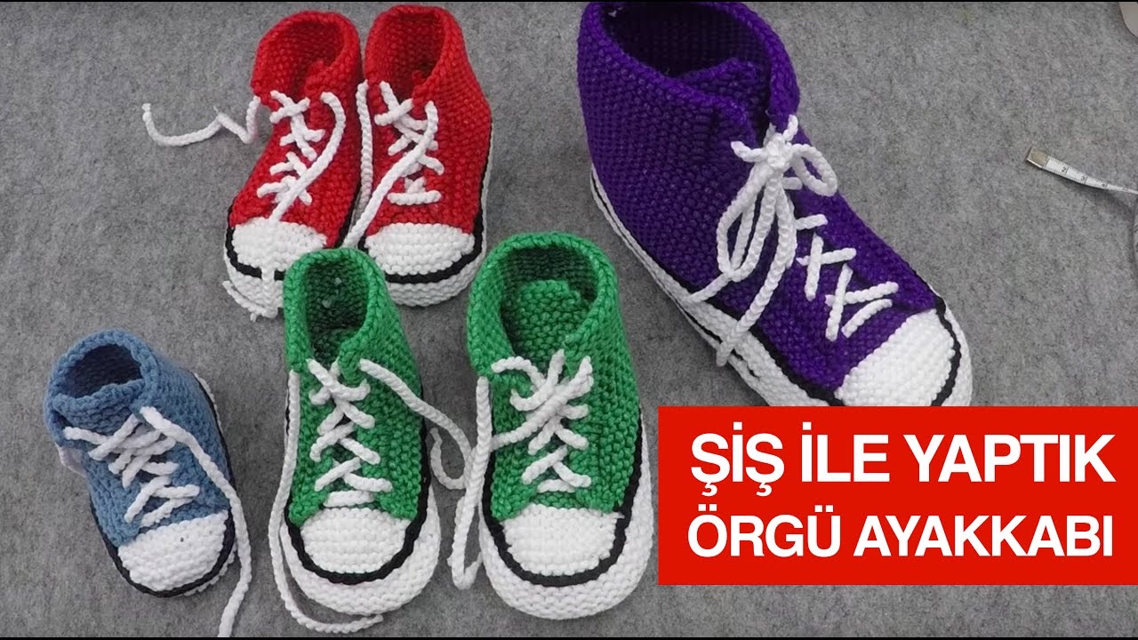 Örgüden Şiş İle Converse Patik Yapımı - Örgü Modelleri